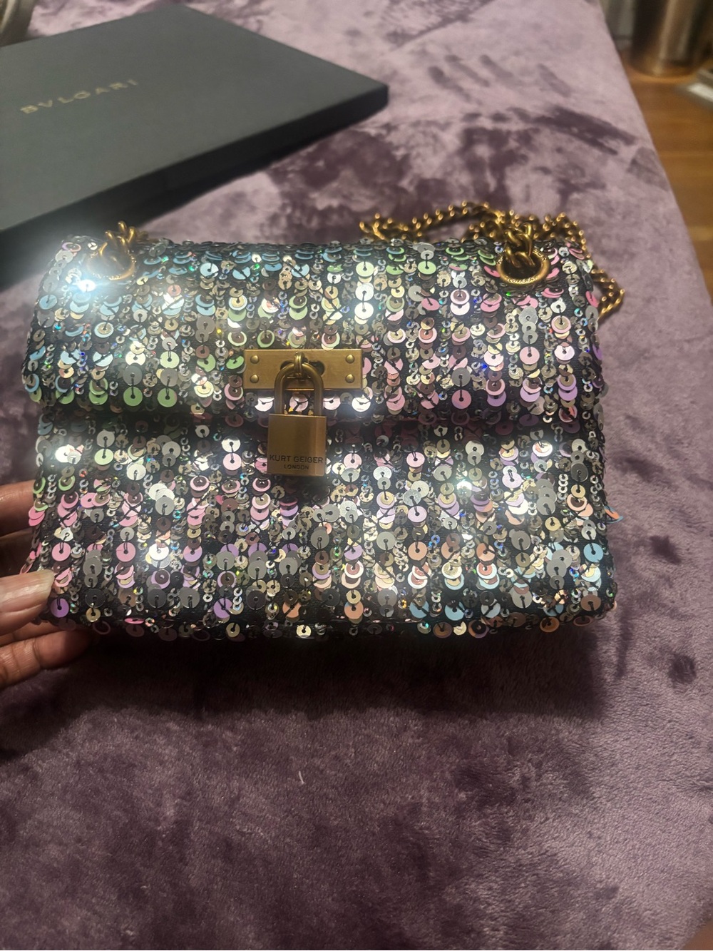 Kurt Geiger Multicolor Iridescent Sequin Padlock Crossbody